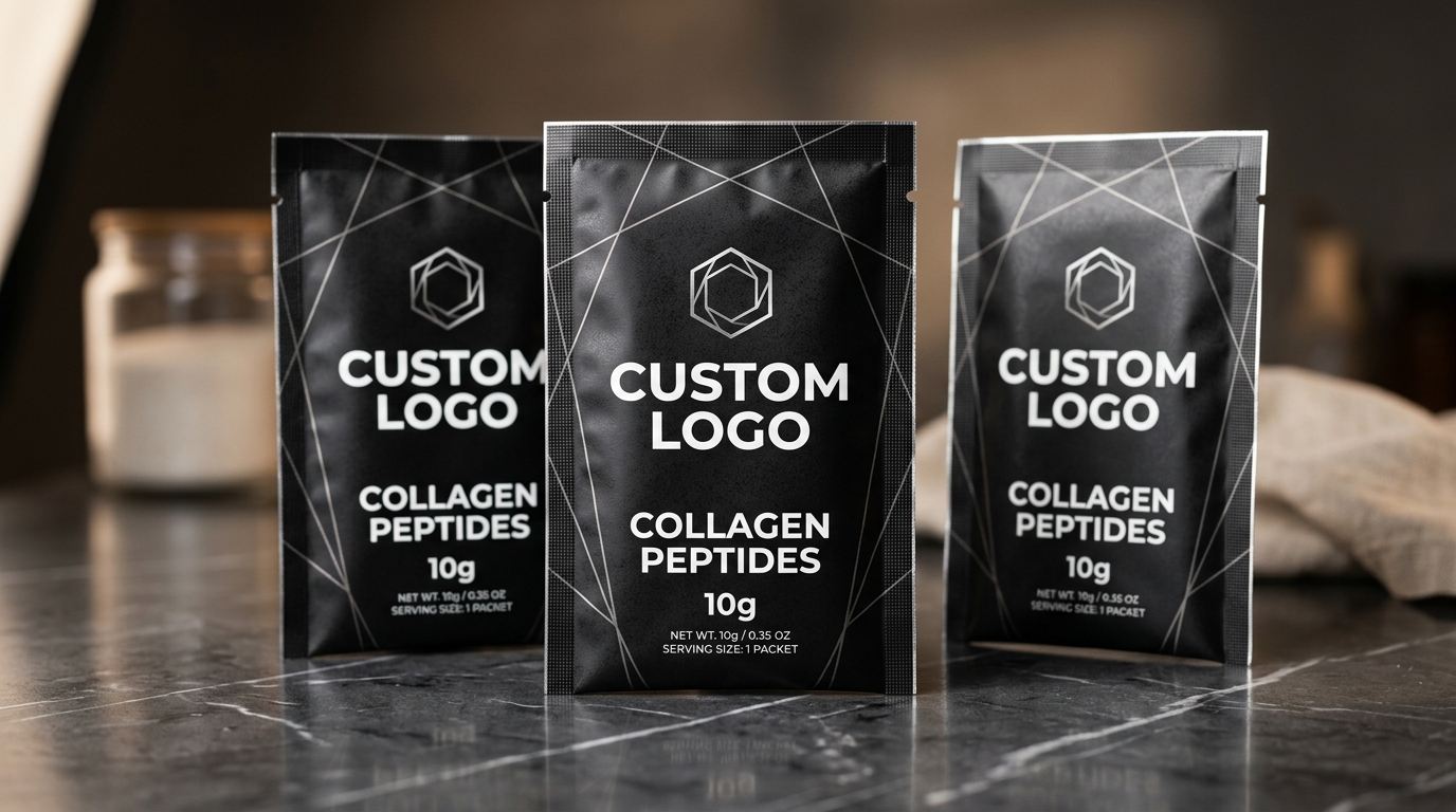 Premium collagen and protein powder sachets